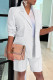 White Fashion Casual Solid Basic Turndown Collar Long Sleeve Two Pieces