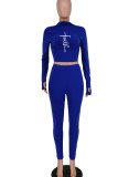 Pink Casual Sportswear Print Embroidered Patchwork O Neck Long Sleeve Two Pieces