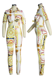Colour Sexy Patchwork Tie-dye Turndown Collar Long Sleeve Two Pieces
