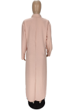Pink Casual Solid Patchwork Turndown Collar Outerwear