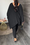 Purple Casual Solid Patchwork V Neck Long Sleeve Two Pieces