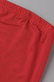 Red Sexy Casual Solid Backless Strapless Skinny Jumpsuits