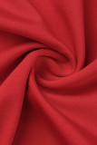 Red Sexy Casual Solid Backless Strapless Skinny Jumpsuits