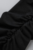 Pink Fashion Casual Solid Fold Regular High Waist Trousers
