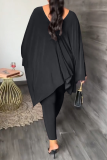 Purple Fashion Print Patchwork V Neck Long Sleeve Two Pieces