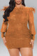 Gold Sexy Solid Sequins Patchwork Feathers Off the Shoulder Pencil Skirt Dresses