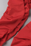 Red Sexy Casual Solid Backless Strapless Skinny Jumpsuits