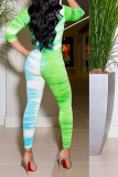 Colour Sexy Patchwork Tie-dye Turndown Collar Long Sleeve Two Pieces