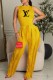 Yellow Fashion Street Print Tassel Letter O Neck Sleeveless Two Pieces