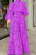 Purple Fashion Casual Print Patchwork Half A Turtleneck Loose Jumpsuits