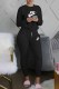 Black Fashion Casual Print Letter O Neck Long Sleeve Two Pieces