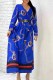 Blue Fashion Casual Print Letter V Neck Shirt Dress Dresses