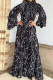 Black Fashion Casual Print Patchwork Half A Turtleneck Loose Jumpsuits