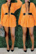 Orange Casual Solid Shirt Collar Long Sleeve Two Pieces