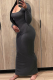 Grey Sexy Solid Patchwork U Neck Pencil Skirt Dresses