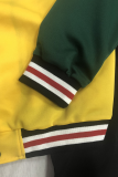 Black Yellow Casual Solid Patchwork Long Sleeve Two Pieces