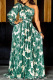 Red Fashion Sexy Formal Print Backless Oblique Collar Evening Dress Dresses