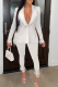White Fashion Solid Tassel Turndown Collar Long Sleeve Two Pieces