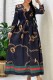 Black Gold Fashion Casual Print Letter V Neck Shirt Dress Dresses