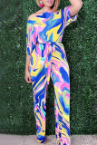 Colour Fashion Print Strap Design Regular Jumpsuits