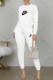 White Fashion Casual Print Letter O Neck Long Sleeve Two Pieces