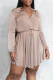Bare Color Fashion Casual Solid Patchwork V Neck Long Sleeve Dresses
