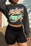 Grey Street Print O Neck Tops