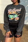 Grey Street Print O Neck Tops