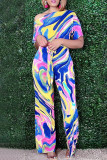 Colour Fashion Print Strap Design Regular Jumpsuits