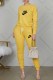 Yellow Fashion Casual Print Letter O Neck Long Sleeve Two Pieces