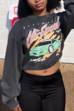 Grey Street Print O Neck Tops