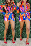 Colour Fashion Print Strap Design Long Sleeve Two Pieces