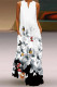 White Fashion Casual Print Patchwork V Neck Sleeveless Dress Dresses