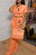 Orange Fashion Casual Print Letter Hooded Collar Short Sleeve Two Pieces