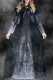 Black Halloween Fashion Casual Print Patchwork Frenulum Hooded Collar Long Sleeve Dresses