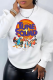 White Fashion Street Print Patchwork O Neck Tops
