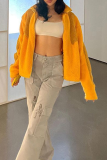 Grey Fashion Print Patchwork Mid Waist Straight Positioning Print Bottoms