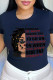 Navy Blue Fashion Street Print Patchwork O Neck T-Shirts