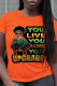 Orange Fashion Vintage Print Patchwork O Neck T-Shirts