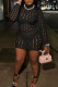 Black Fashion Pierced Hollowed Out Turtleneck Sheath Dresses