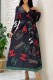 Black Fashion Casual Print Letter V Neck Shirt Dress Dresses