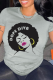 Grey Fashion Vintage Print Patchwork O Neck T-Shirts