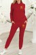 Red Fashion Casual Print Letter Hooded Collar Long Sleeve Two Pieces