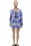 Pink Fashion Sexy Print Patchwork Turndown Collar Long Sleeve Three Pieces