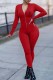 Red Fashion Sportswear Print Letter Zipper Collar Jumpsuits
