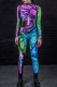 Purple Fashion Casual Print Patchwork Half A Turtleneck Skinny Jumpsuits