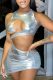 Silver Sexy Solid Hollowed Out O Neck Pencil Skirt Dresses