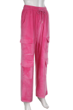 Pink Fashion Solid Patchwork Zipper Collar Long Sleeve Two Pieces