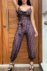 Dark Brown Fashion Casual Print Patchwork Spaghetti Strap Jumpsuits