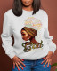 White Street Vintage Print Patchwork Letter O Neck Tops